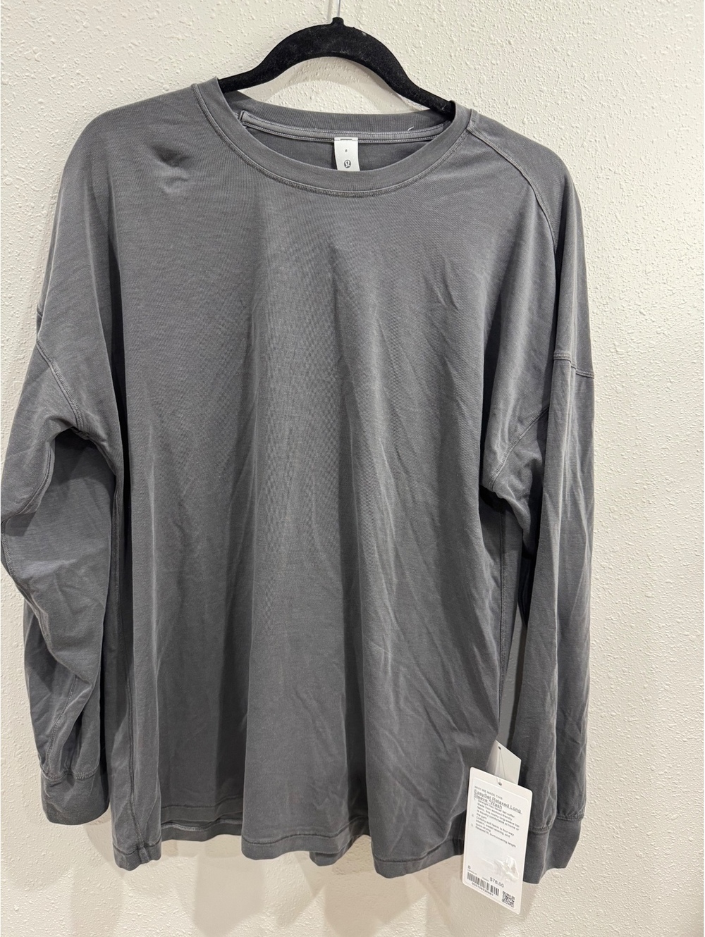 NWT Lululemon EasySet Relaxed Long Sleeve Wash Size 8 Dilute Wash Graphite Grey